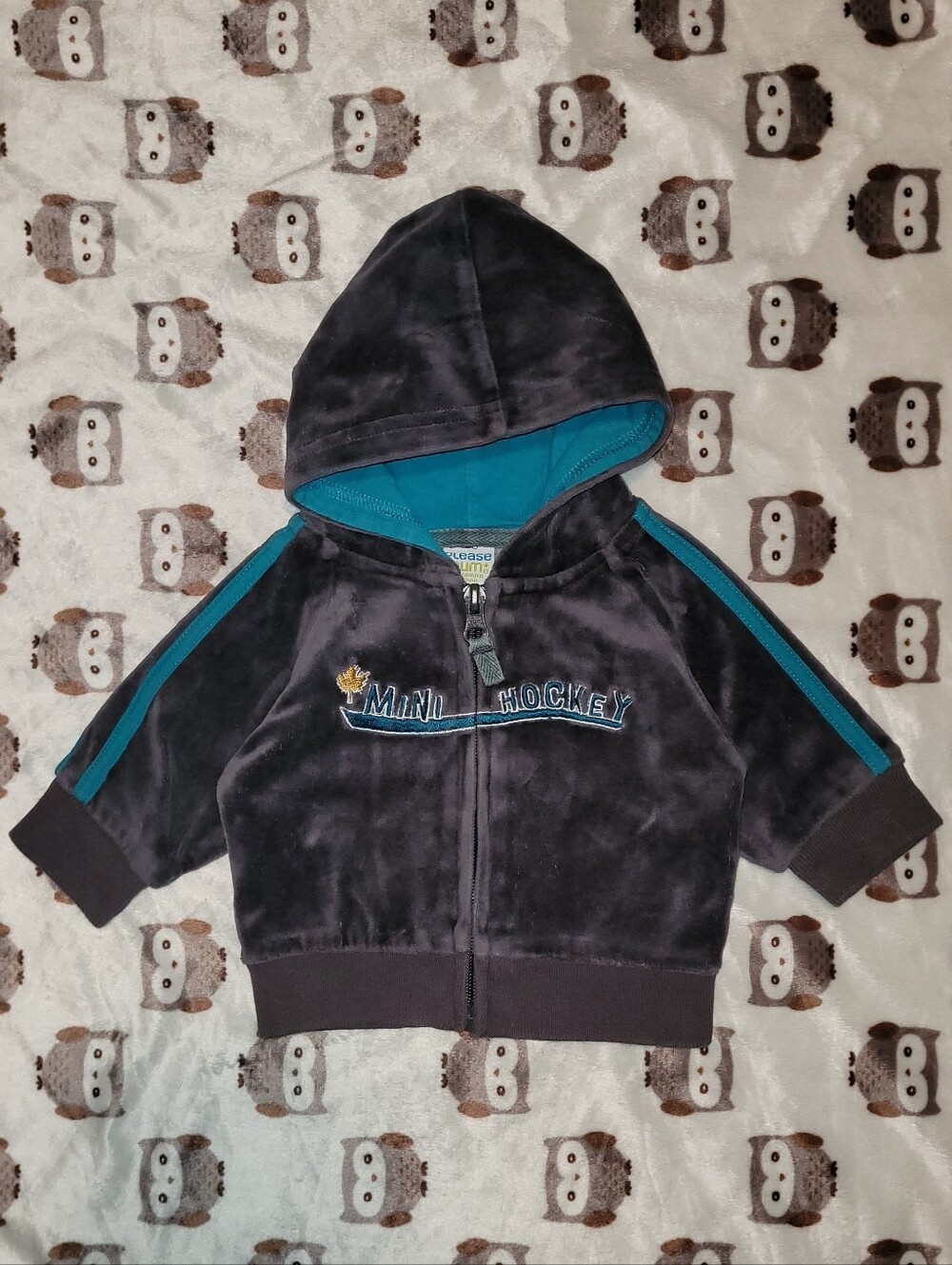 $1 | NB | Velour "Mini Hockey" Zip‑Up Hoodie